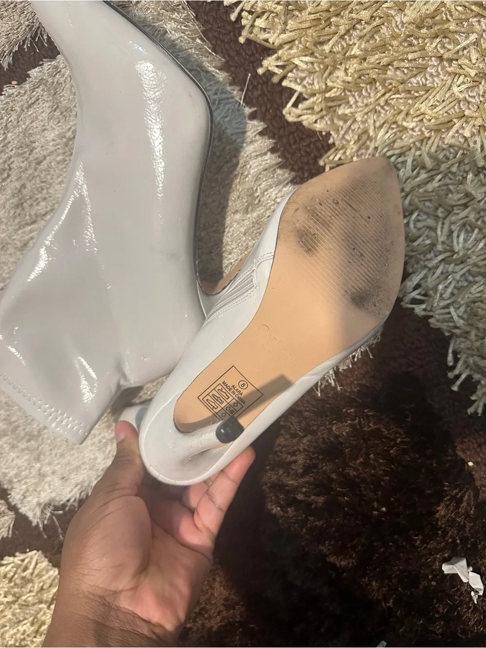 Catherine Malandrino White Patent Pointed-Toe Stiletto Booties